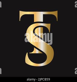 Lettera iniziale ST, modello vettoriale di progettazione del logo TS. Monogramma simbolo di lusso logo ST Illustrazione Vettoriale