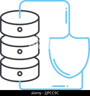 icona della linea di backup protetta, simbolo di contorno, illustrazione vettoriale, simbolo concettuale Illustrazione Vettoriale