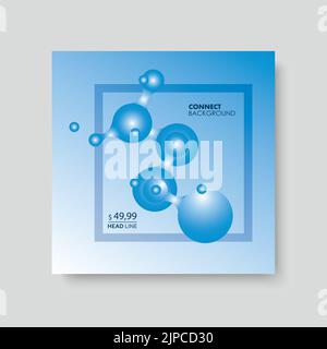 Molecole sul banner. Modello di disegno vettoriale. Concetto di ricerca scientifica Illustrazione Vettoriale