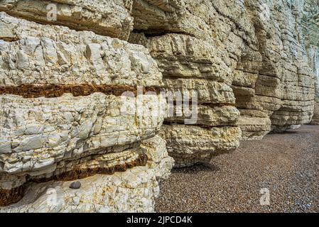 L'alta e bianca scogliera calcarea della spiaggia di Vignanotica in Puglia. Vieste, provincia di Foggia, Puglia, Italia, Europa Foto Stock