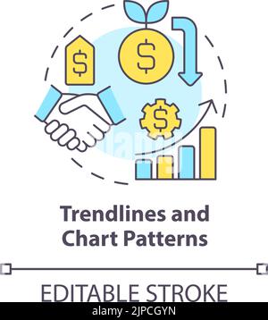 Icona del concetto di linee di tendenza e schemi grafici Illustrazione Vettoriale