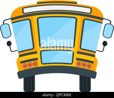 Scuolabus giallo di retroproiezione con tetto curvo. Illustrazione Vettoriale