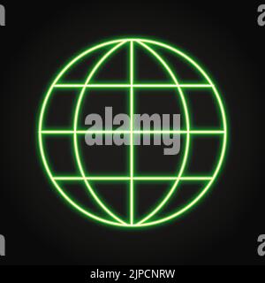 Icona al neon del globo terrestre in stile linea. Illustrazione vettoriale. Illustrazione Vettoriale