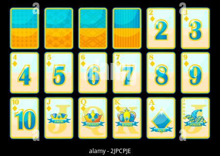 Diamonds Suit Poker carte da gioco in un elegante colore ucraino Illustrazione Vettoriale