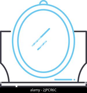 icona della linea di riflessione speculare, simbolo di contorno, illustrazione vettoriale, simbolo concettuale Illustrazione Vettoriale