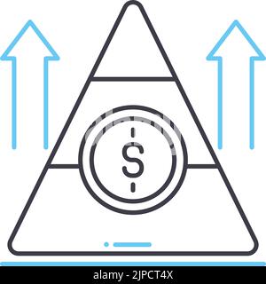 icona della linea della piramide di rischio, simbolo di contorno, illustrazione vettoriale, simbolo del concetto Illustrazione Vettoriale