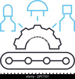 icona della linea del sistema di assemblaggio flessibile, simbolo di contorno, illustrazione vettoriale, segnale concettuale Illustrazione Vettoriale