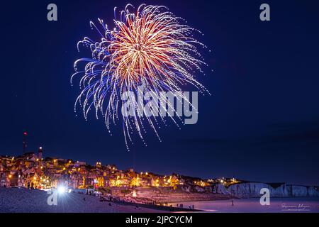 Feu d'artificio à Ault Carnevale le 14 juillet Foto Stock