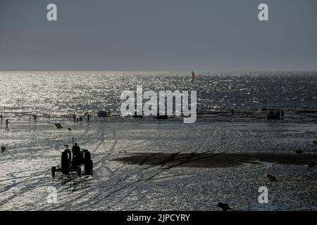 Plage de Ault Carnevale, bateaux, tracteurs remorques, voiliers Foto Stock