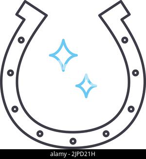 icona a ferro di cavallo fortunato, simbolo di contorno, illustrazione vettoriale, segno di concetto Illustrazione Vettoriale