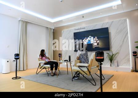 Shenzhen, Provincia di Guangdong in Cina. 16th ago, 2022. Le persone visitano la China Information Technology Expo 10th a Shenzhen, provincia del Guangdong, 16 agosto 2022. Credit: Liang Xu/Xinhua/Alamy Live News Foto Stock