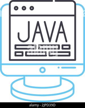 icona della linea di script java, simbolo di contorno, illustrazione vettoriale, simbolo concettuale Illustrazione Vettoriale