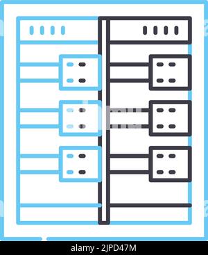 icona della riga del server del computer mainframe, simbolo di contorno, illustrazione vettoriale, simbolo del concetto Illustrazione Vettoriale