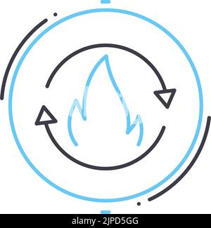 icona della linea dei combustibili fossili, simbolo di contorno, illustrazione vettoriale, segnale concettuale Illustrazione Vettoriale