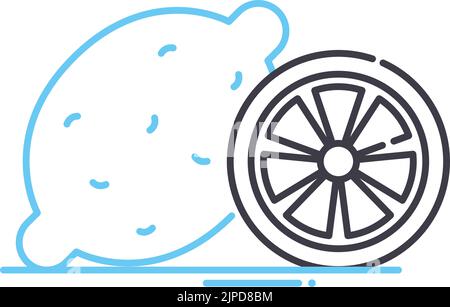 icona con linea tagliata al limone, simbolo di contorno, illustrazione vettoriale, simbolo concettuale Illustrazione Vettoriale