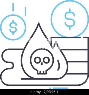 icona della linea di debito del problema, simbolo di contorno, illustrazione del vettore, segno di concetto Illustrazione Vettoriale