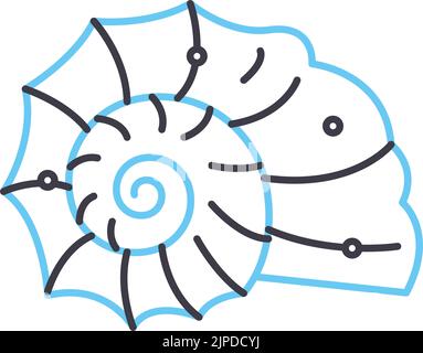 icona della linea della shell a spirale, simbolo del contorno, illustrazione vettoriale, simbolo del concetto Illustrazione Vettoriale