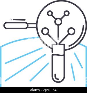 esempio di icona della linea di ricerca, simbolo di contorno, illustrazione vettoriale, segnale concettuale Illustrazione Vettoriale