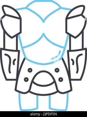 icona della linea di armatura del cavaliere, simbolo di contorno, illustrazione vettoriale, segnale concettuale Illustrazione Vettoriale