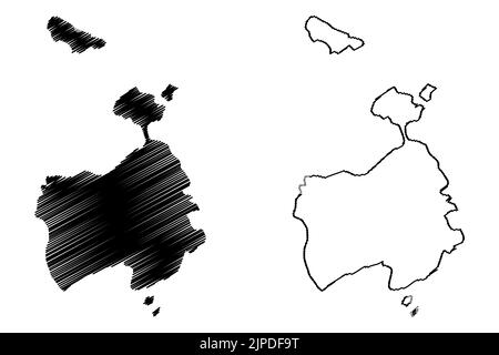 Vettore cartografico dell'isola di Nightingale (Regno Unito di Gran Bretagna e Irlanda del Nord, parte costituente di Sant'Elena, Ascensione e Tristan da Cunha) Illustrazione Vettoriale