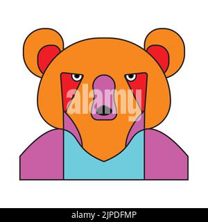 Astratto divertente panda ritratto a colori per stampa disegno. Illustrazione astratta divertente del vettore. Illustrazione grafica vettoriale. Divertente personaggio dei cartoni animati. Isolato v Illustrazione Vettoriale