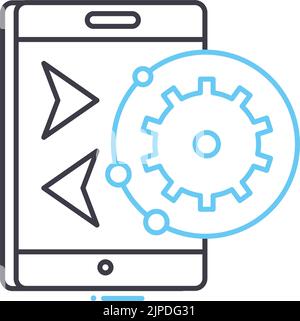 icona della linea del sistema operativo, simbolo di contorno, illustrazione vettoriale, simbolo di concetto Illustrazione Vettoriale