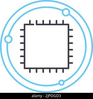 icona della linea di automazione del flusso di lavoro, simbolo di contorno, illustrazione vettoriale, simbolo concettuale Illustrazione Vettoriale