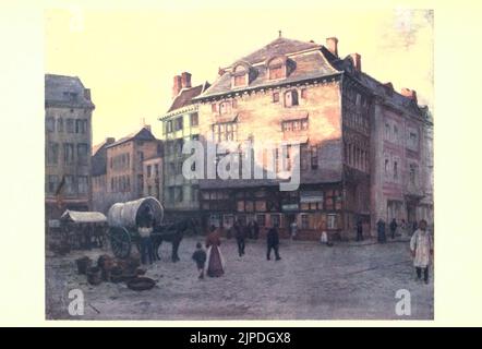 Old House of the Quai de la Goffe, Liegi dal libro ' BELGIUM ' dipinto da Amédée Forestier, con testo di George W. T. Omond, PUBBLICATO DA A. C. BLACK SOHO SQUARE LONDON MCMVIII (1908) Foto Stock