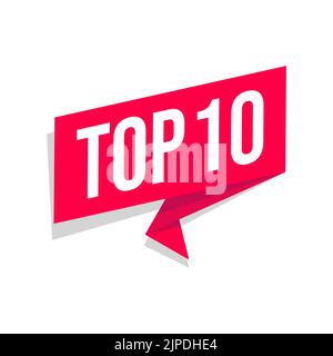 Top 10 parola sul nastro rosso. Illustrazione Vettoriale