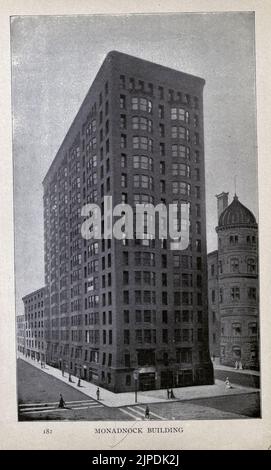 MONADNOCK EDIFICIO dal libro guida ' pittoresca Chicago e guida alla fiera del mondo ' pubblicato nel 1893 Editore Lennox Pub. Co Foto Stock