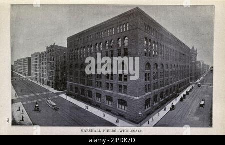 L'EDIFICIO DI MARSHALL FIELD dal libro guida ' pittoresca Chicago e guida alla fiera del mondo ' pubblicato nel 1893 Editore Lennox Pub. Co Foto Stock