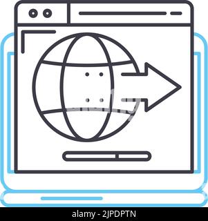 icona della linea della piattaforma di pubblicazione, simbolo di contorno, illustrazione vettoriale, segnale concettuale Illustrazione Vettoriale