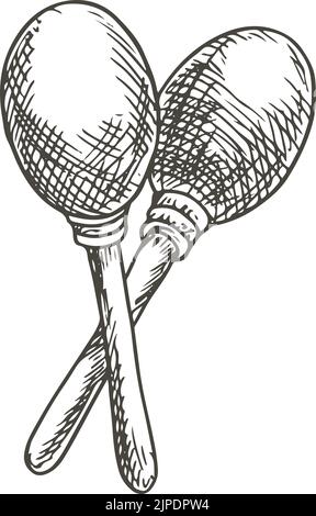 Rumba shaker isolato maracas strumento musicale. Agitatori Vector chac-chac Cinco de mayo maraca Illustrazione Vettoriale