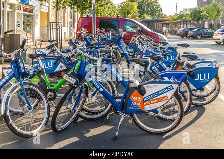 sistema di noleggio biciclette, noleggio biciclette, noleggio biciclette, justus-liebig-universität Foto Stock