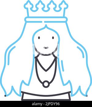 icona della linea regina, simbolo di contorno, illustrazione vettoriale, segnale concettuale Illustrazione Vettoriale