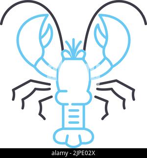 icona della linea dell'aragosta, simbolo di contorno, illustrazione vettoriale, simbolo concettuale Illustrazione Vettoriale