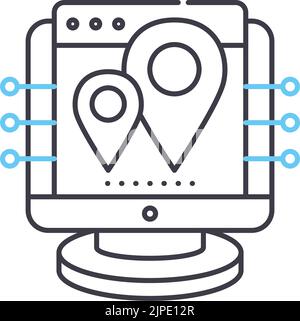 icona della linea della mappa del sito web, simbolo del contorno, illustrazione vettoriale, simbolo del concetto Illustrazione Vettoriale