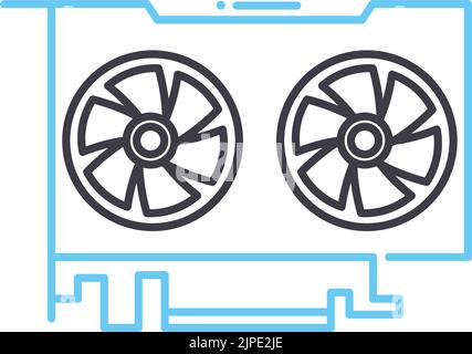 icona della linea dell'adattatore della scheda video, simbolo del contorno, illustrazione vettoriale, simbolo del concetto Illustrazione Vettoriale