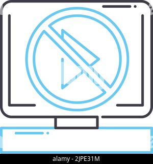 icona di interruzione della linea del filmato, simbolo di contorno, illustrazione vettoriale, segnale concettuale Illustrazione Vettoriale