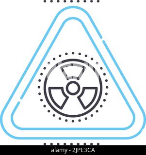 icona della linea dell'etichetta nucleare, simbolo di contorno, illustrazione vettoriale, segnale concettuale Illustrazione Vettoriale