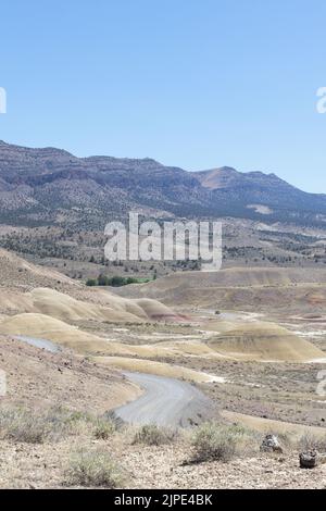 Vista dalla cima del Carroll Rim Trail a Painted Hills al John Day Fossil Beds National Monument nell'Oregon orientale, USA. Foto Stock