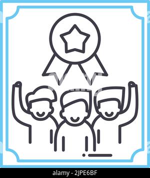 il lavoro di squadra premia l'icona della linea, il simbolo del contorno, l'illustrazione del vettore, il segno di concetto Illustrazione Vettoriale
