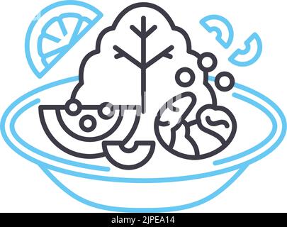 icona della linea del kung del tom yum, simbolo del contorno, illustrazione del vettore, segno di concetto Illustrazione Vettoriale