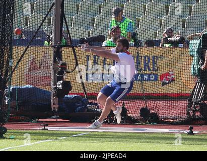 Monaco, Allemagne. 17th ago, 2022. Quentin Bigot di Francia durante l'atletica, il martello da uomo tira al Campionato europeo di Monaco 2022 il 17 agosto 2022 a Monaco di Baviera, Germania - Foto Laurent Lairys/DPPI Credit: DPPI Media/Alamy Live News Foto Stock