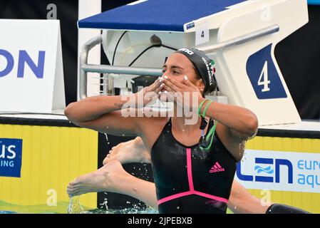 Roma, Italia. 17th ago, 2022. Benedetta Quadarella (ITA) durante i Campionati europei di Aquatics Roma 2022 al Foro Italico del 17 agosto 2022. Credit: Independent Photo Agency/Alamy Live News Foto Stock