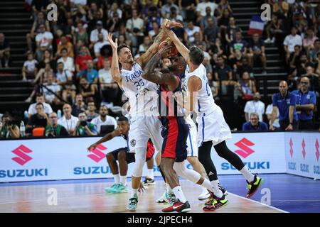 Montpellier, Francia. 16th ago, 2022. Secondo match per la scuderia France Basket vs Italia a Montpellier come preparazione per Eurobasket 2022. Il vincitore è France 100 - 68 (Credit Image: © Norberto Maccagno/Pacific Press via ZUMA Press Wire) Foto Stock