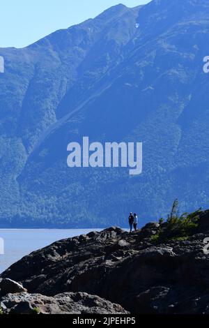 Beluga Point, Alaska, Stati Uniti. 27th luglio, 2022. Beluga Point è un popolare punto di osservazione per i turisti, a sud di Anchorage sulla strada tra Anchorage e Seward, Mercoledì 27 luglio 2022. (Credit Image: © Mark Hertzberg/ZUMA Press Wire) Foto Stock