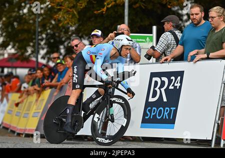 Monaco, Germania. 17th ago, 2022. Il belga Rune Herregodts è stato raffigurato in azione durante il cronometro individuale maschile (24km) al Campionato europeo di Monaco 2022, a Monaco, in Germania, mercoledì 17 agosto 2022. La seconda edizione dei Campionati europei si svolge dal 11 al 22 agosto e prevede nove sport. FOTO DI BELGA ERIC LALMAND Credit: Belga News Agency/Alamy Live News Foto Stock