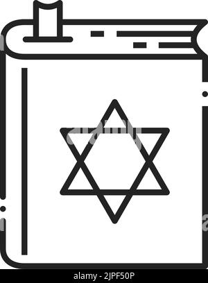 Torah libro linea isolata art. Vector Bibbia ebraica Santa, simbolo della religione ebraica Illustrazione Vettoriale