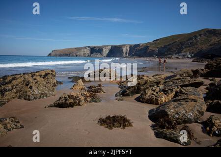 Trbarwith Strand Beach. Cornovaglia, Inghilterra Foto Stock